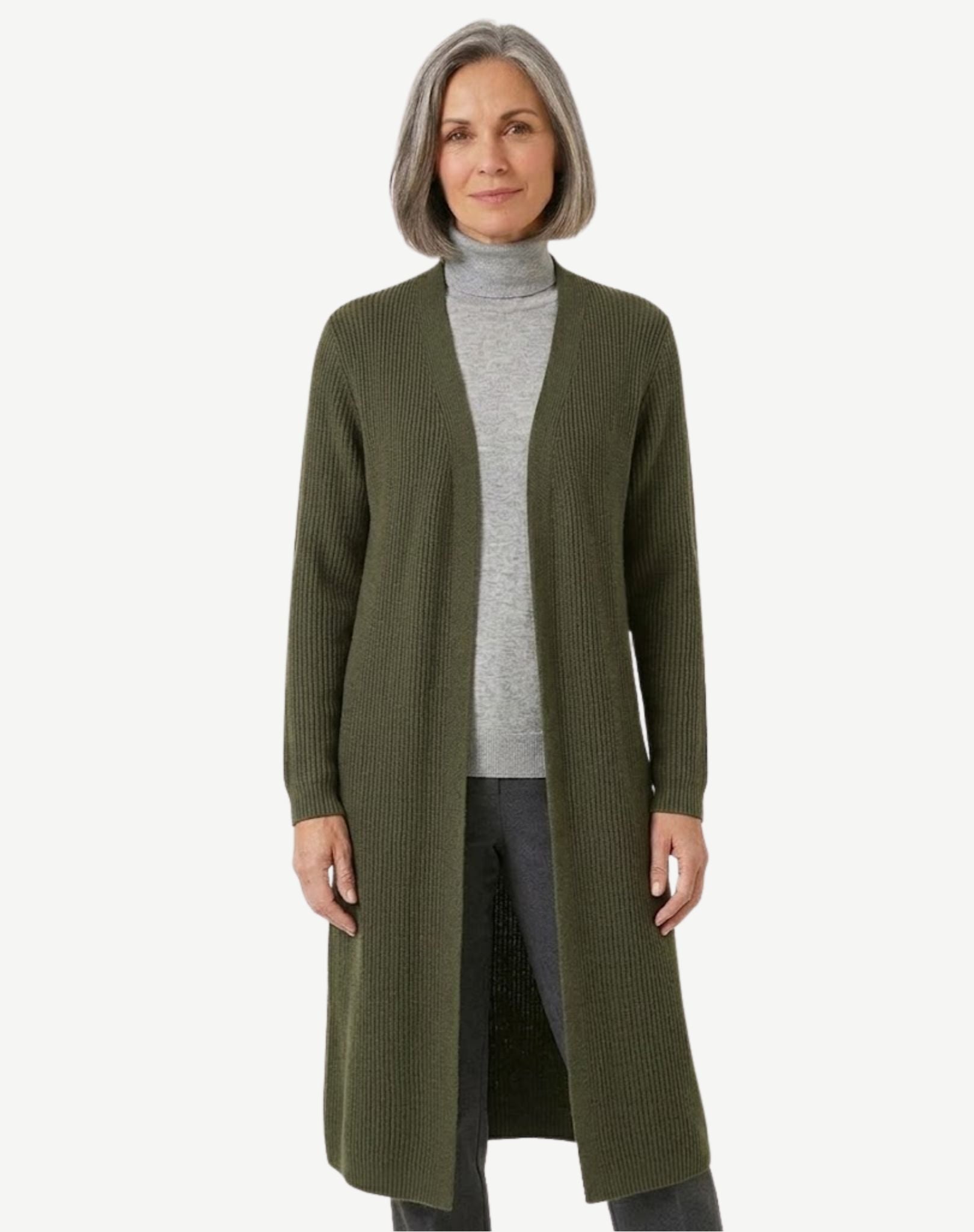 Olive Marle Soft Knit Longline Cardigan Corfu Jeans