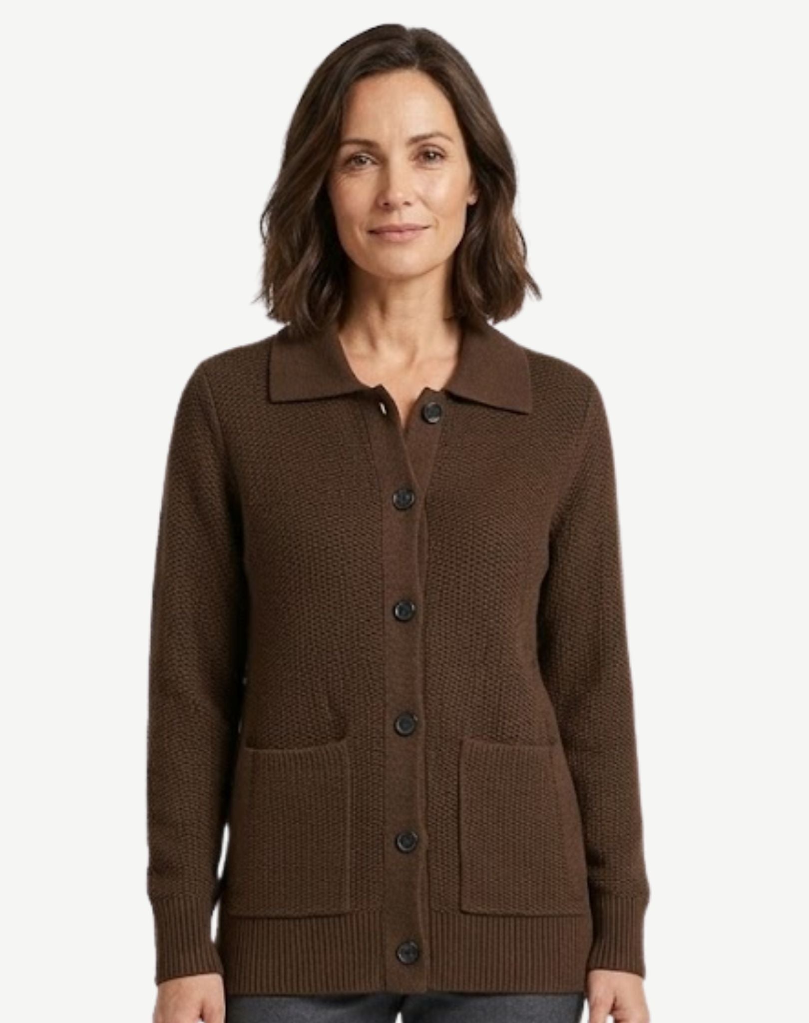 Coffee Knit Shacket Corfu Jeans
