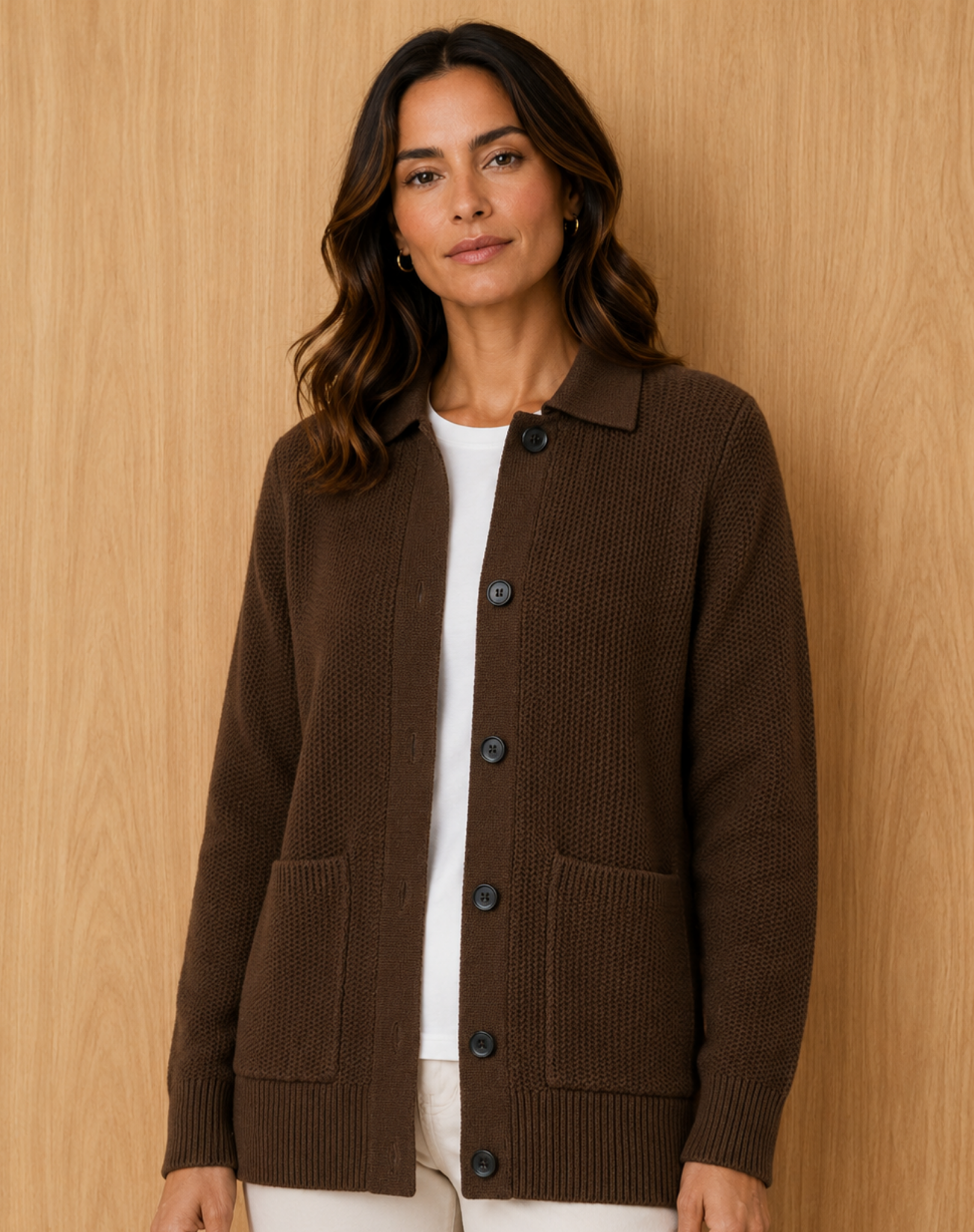 Coffee Knit Shacket Corfu Jeans