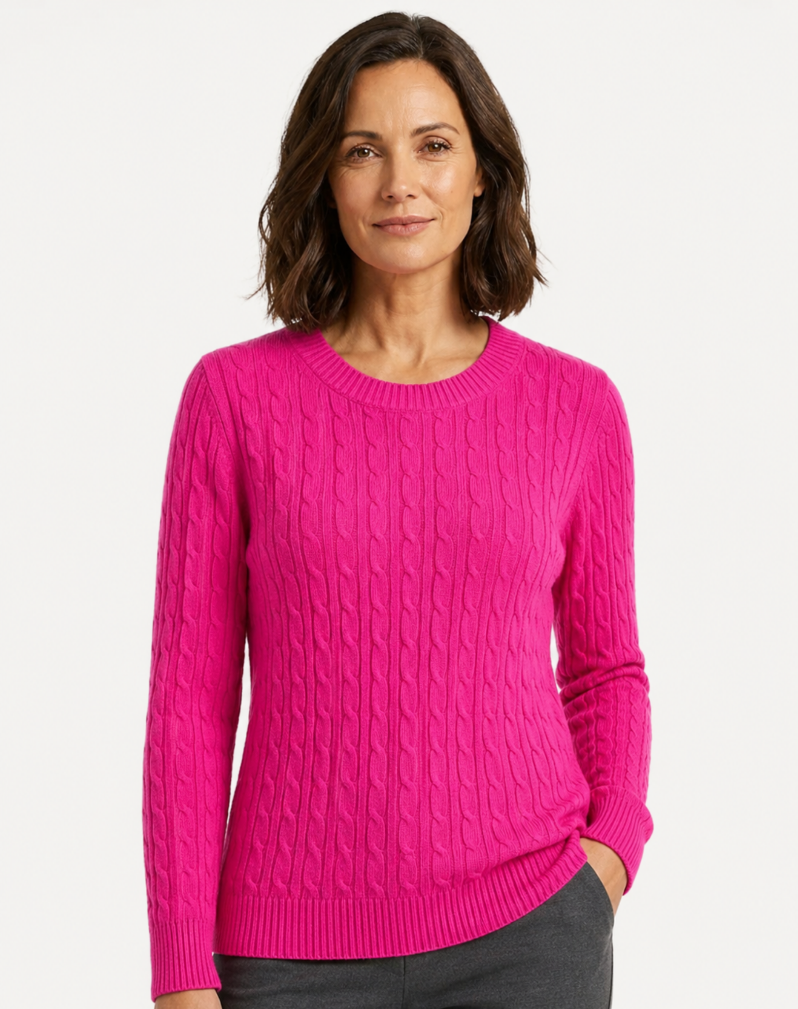 Fuschia Cable Knit Jumper Corfu Jeans