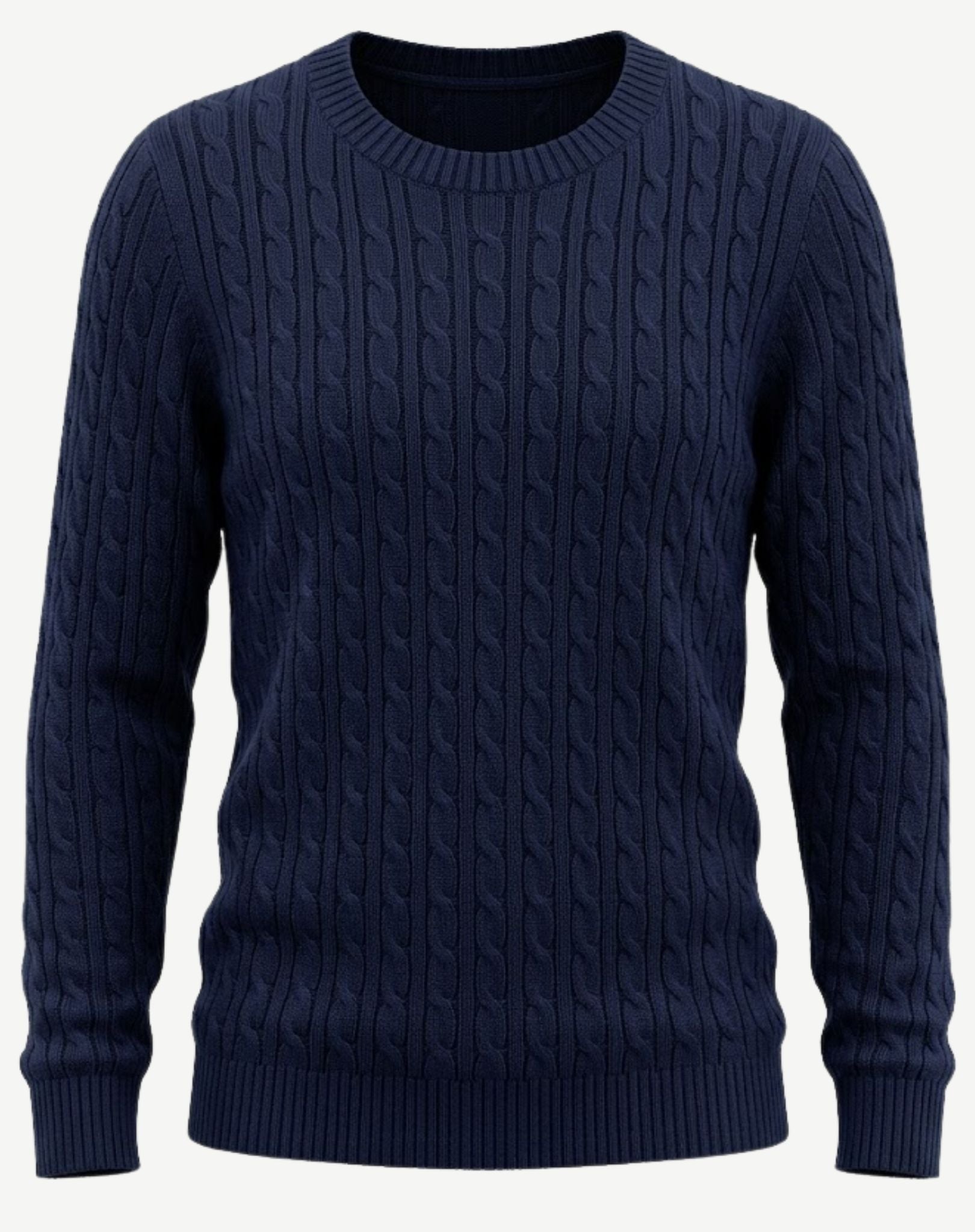 Navy Cable Knit Jumper Corfu Jeans