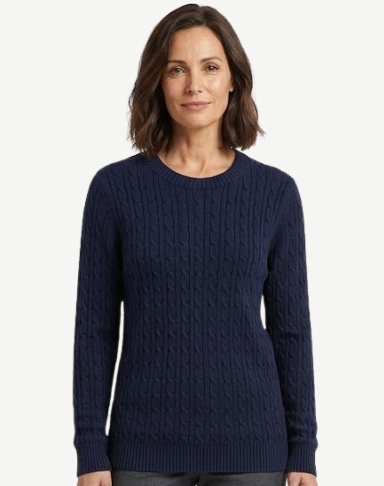 Navy Cable Knit Jumper Corfu Jeans
