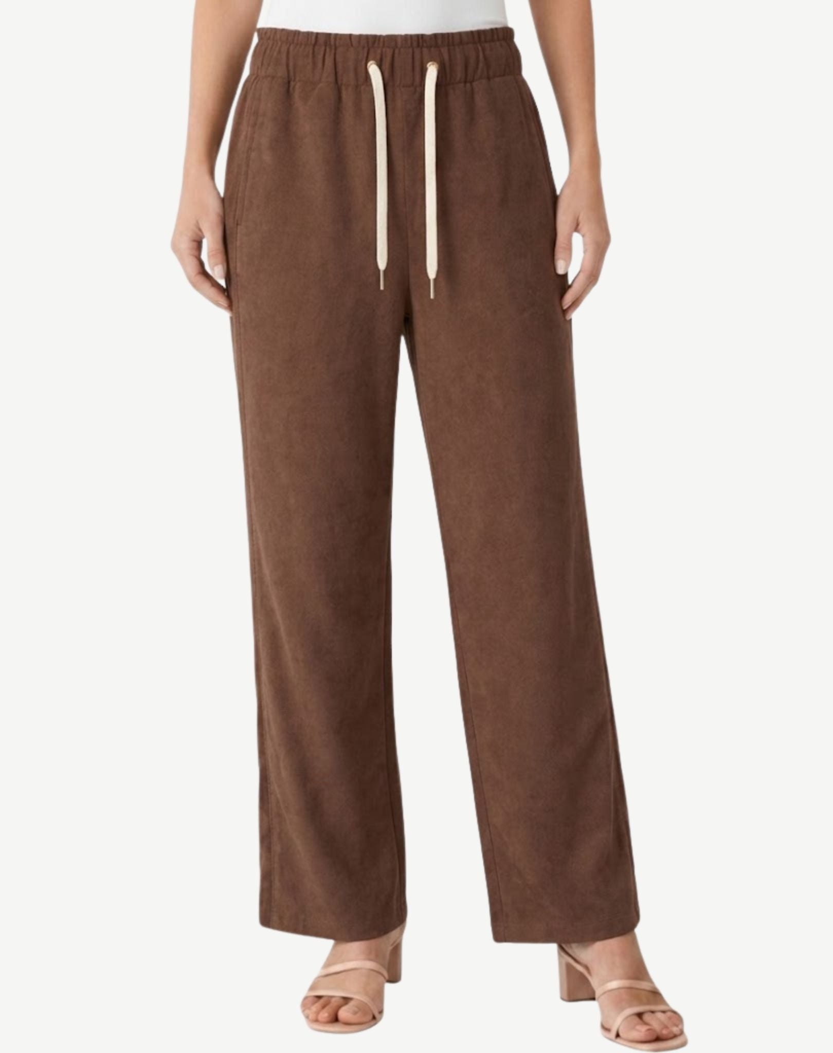 Coffee Bean Sueded Feel Pull-On Pants Corfu Jeans