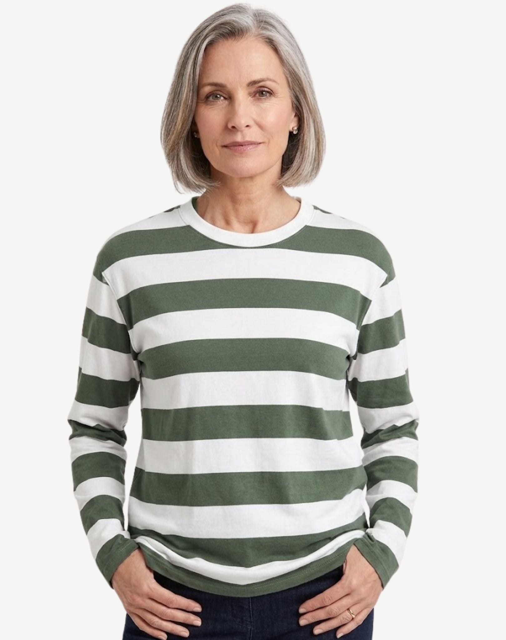 Olive Moss Bold Stripe Long Sleeve Tee Corfu Jeans