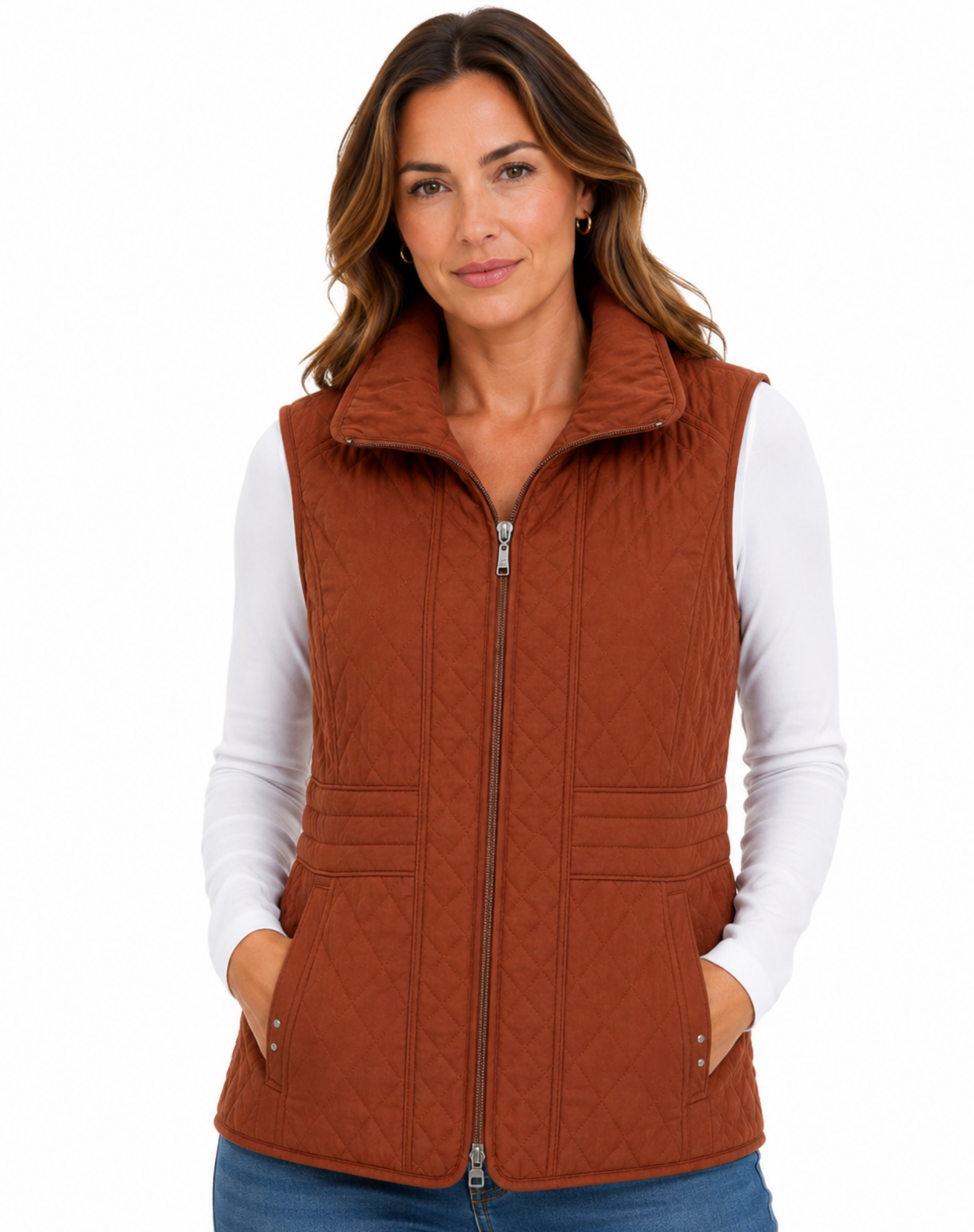 Chesnut Poly Nylon Vest Corfu Jeans