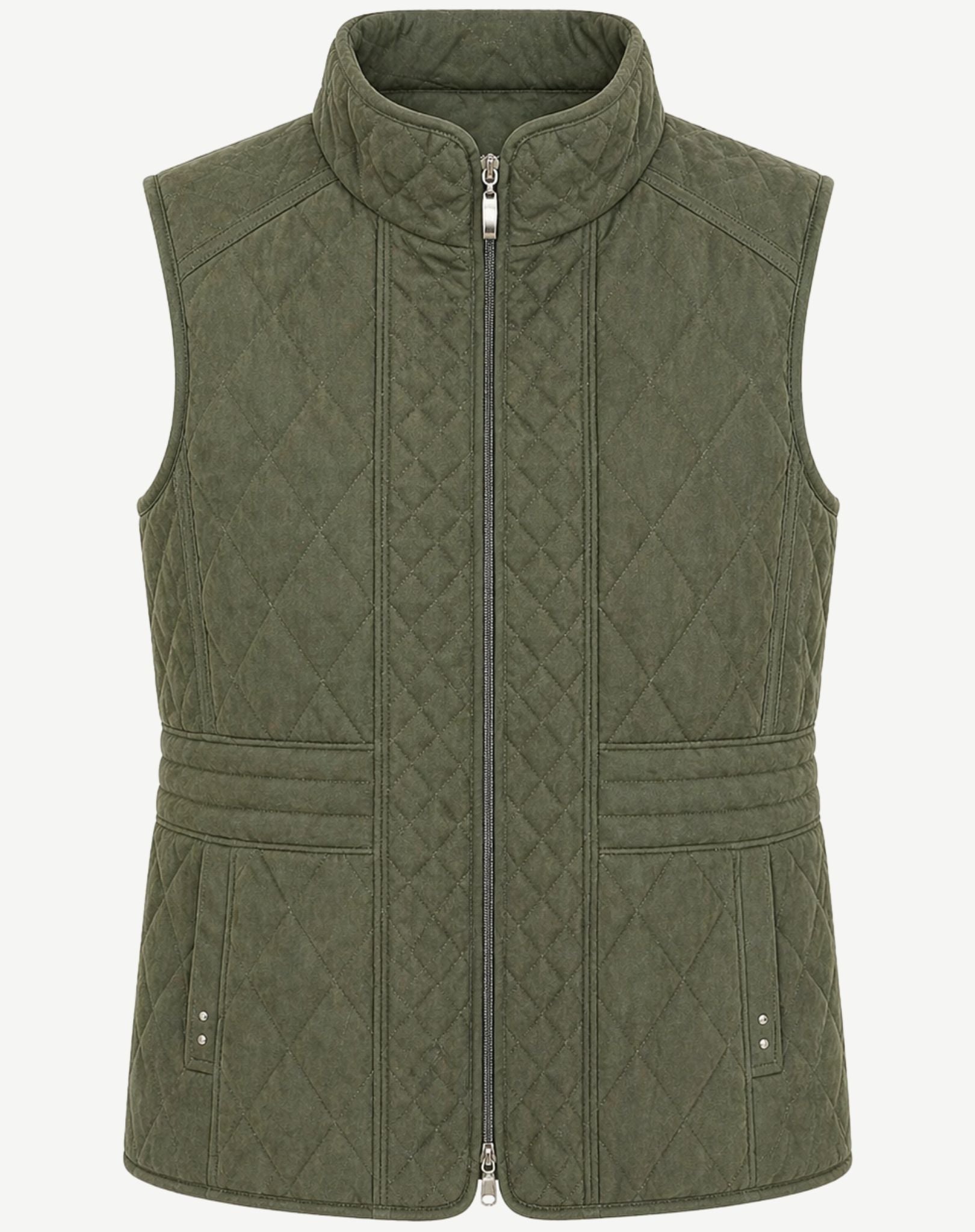 Olive Moss Poly Nylon Vest Corfu Jeans