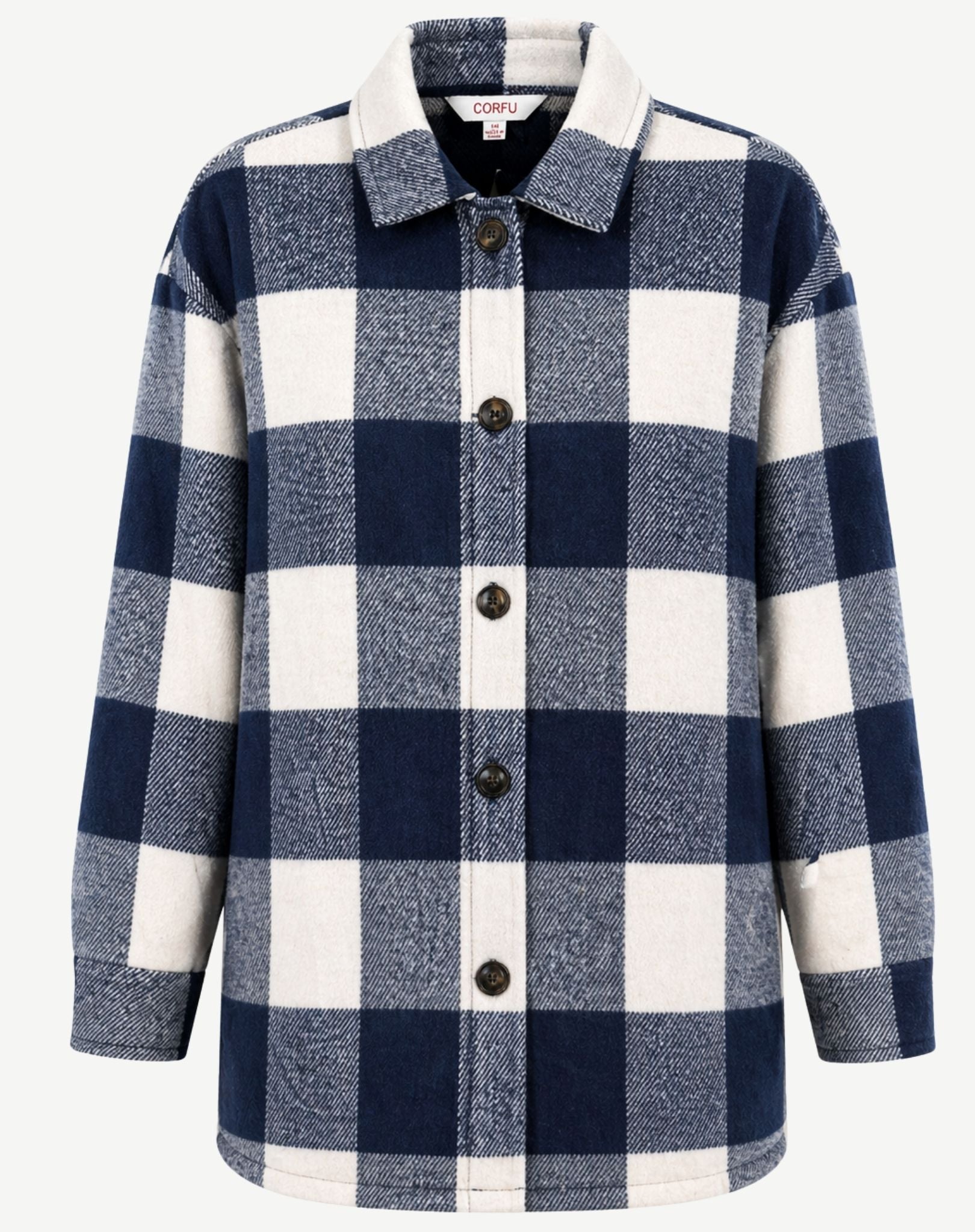 Blue Indigo Long Length Check Shirt Jacket Corfu Jeans