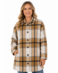 Caramel Cream Long Length Check Shirt Jacket Corfu Jeans