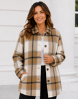 Caramel Cream Long Length Check Shirt Jacket Corfu Jeans