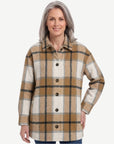 Caramel Cream Long Length Check Shirt Jacket Corfu Jeans