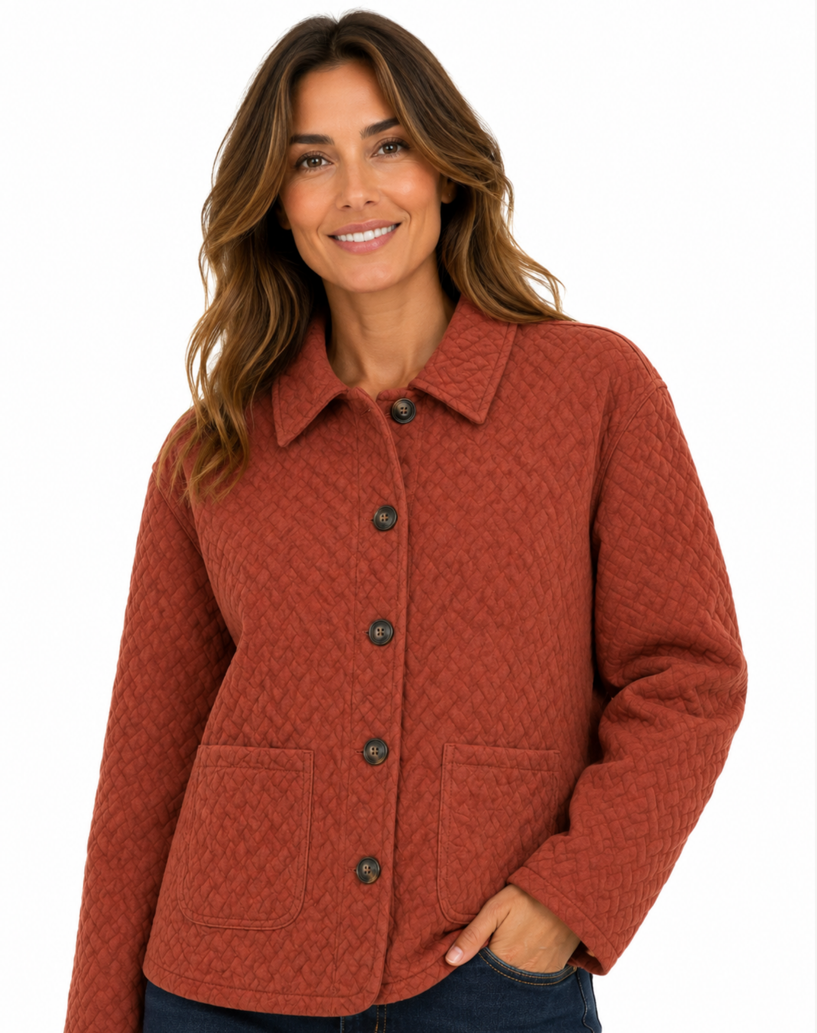 Burnt Maple Quilted Knit Jacket Corfu Jeans