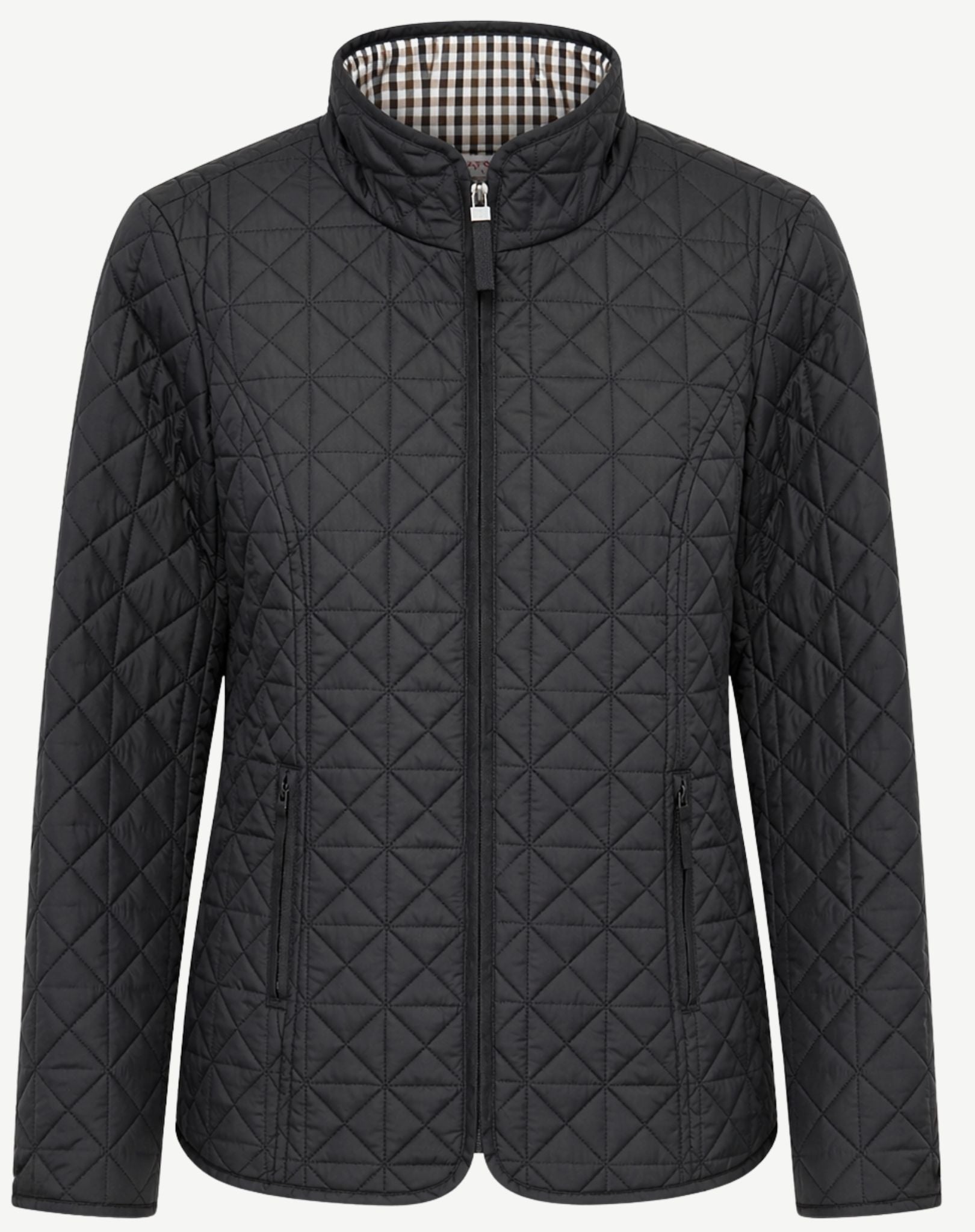 Black Brown Long Length Quilted Jacket Corfu Jeans