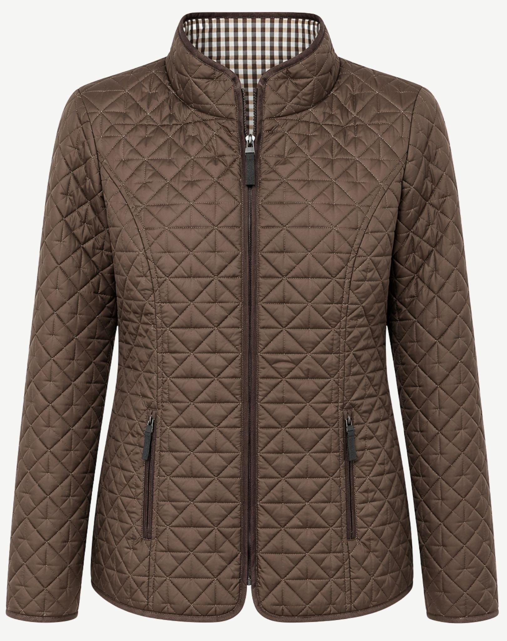 Brown Brown Long Length Quilted Jacket Corfu Jeans
