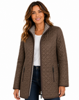 Brown Brown Long Length Quilted Jacket Corfu Jeans