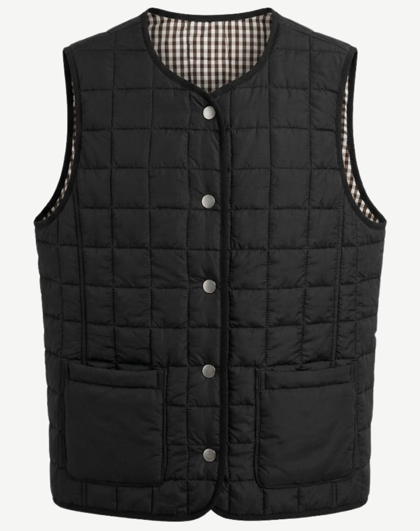 Black Brown Reversible Quilted Vest Corfu Jeans