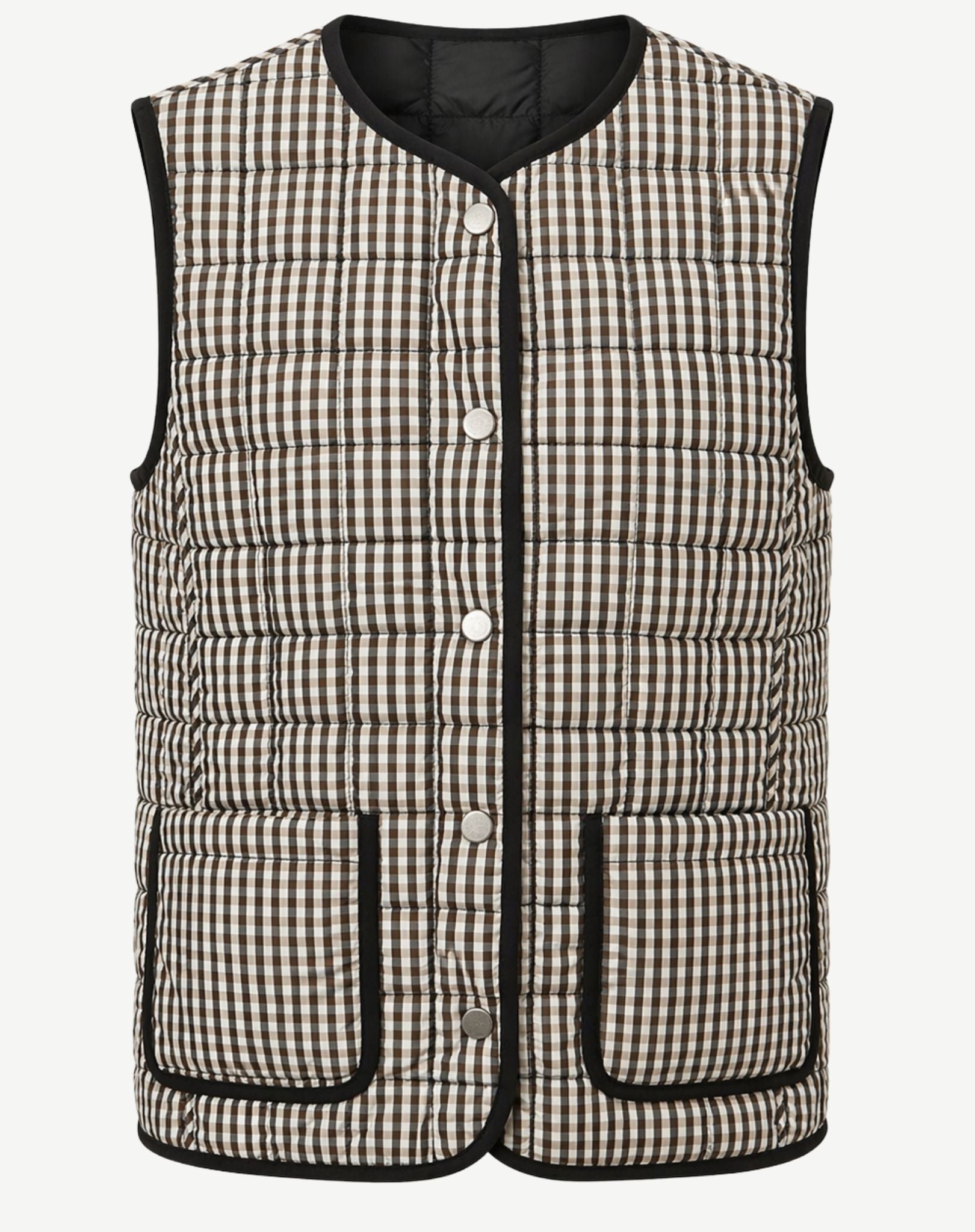Black Brown Reversible Quilted Vest Corfu Jeans