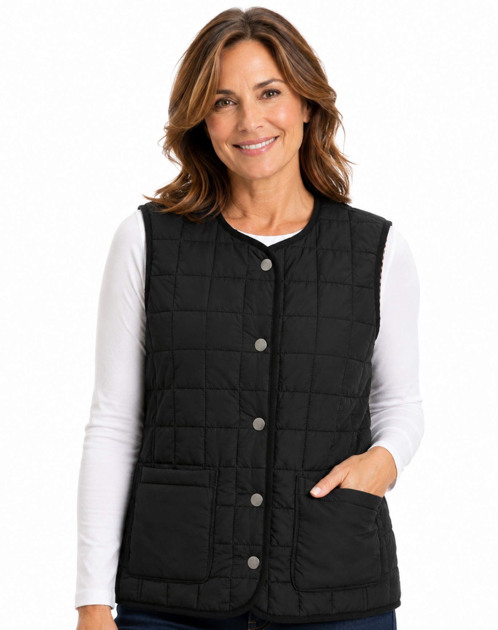 Black Brown Reversible Quilted Vest Corfu Jeans
