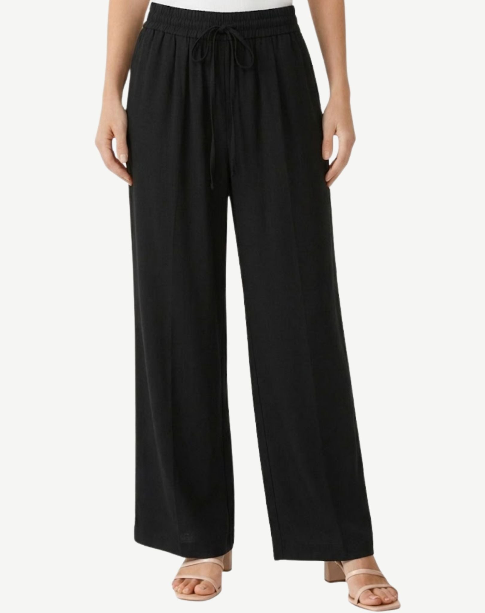 Black Soft Dressing Wide Leg Elasticated Pants Corfu Jeans