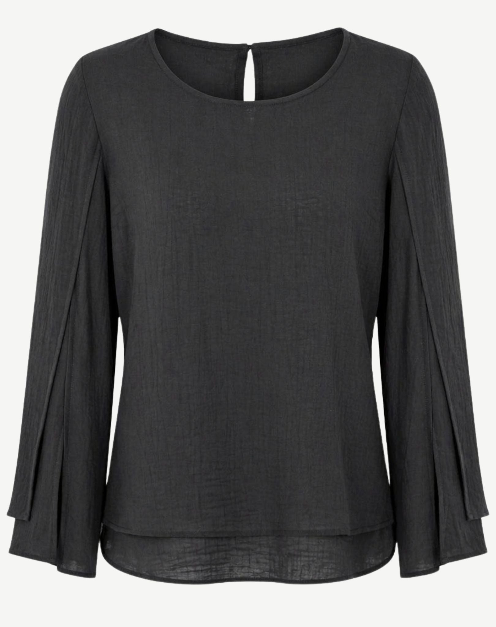 Black Crepe Georgette Layered Blouse Corfu Jeans