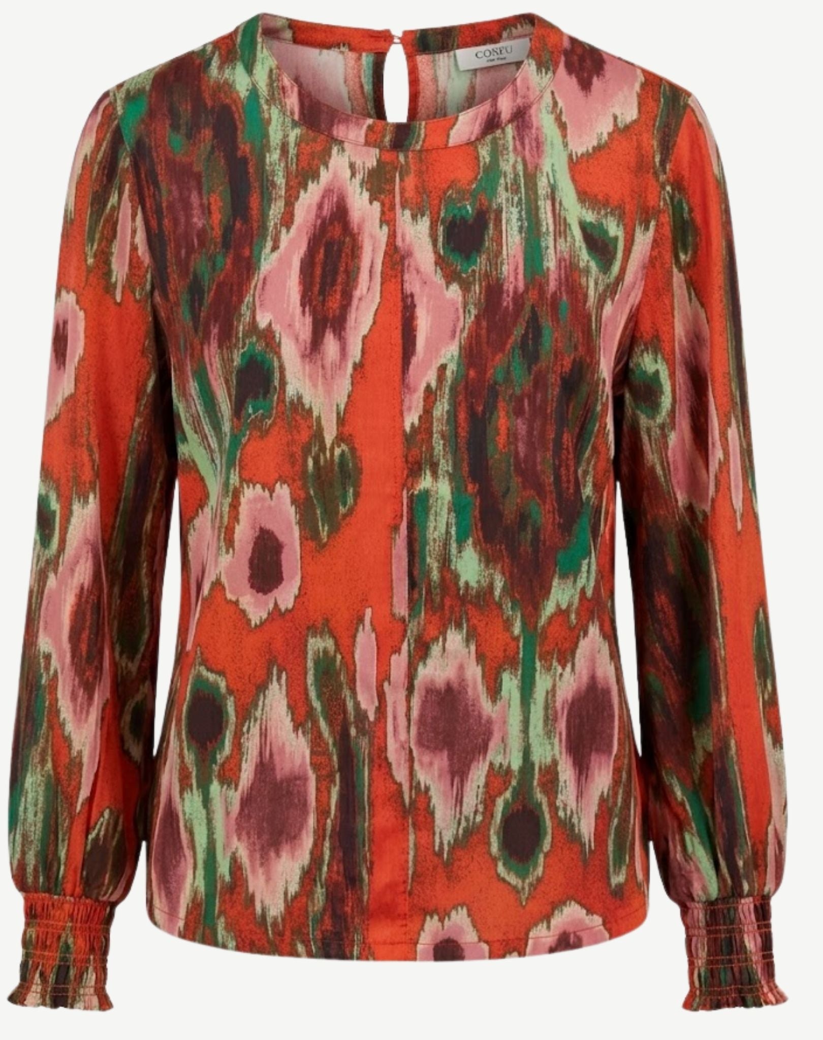 Crimson Ripple Soft Print Blouse Corfu Jeans