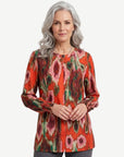 Crimson Ripple Soft Print Blouse Corfu Jeans