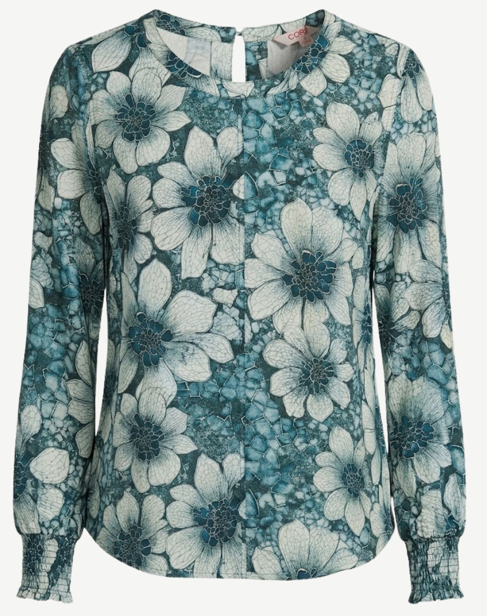 Teal Bloom Soft Floral Blouse Corfu Jeans