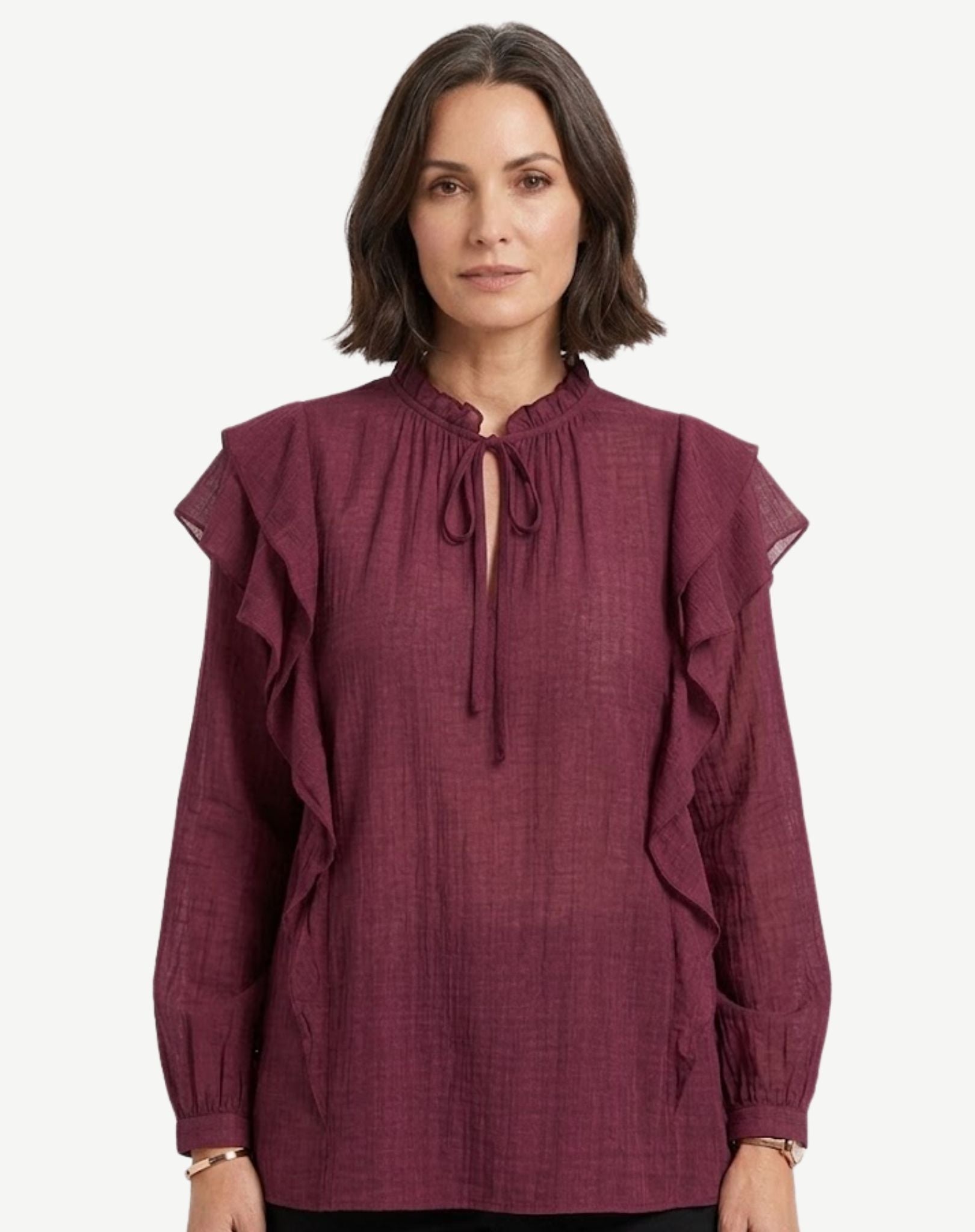 Bordeaux Long Sleeve Blouse Corfu Jeans