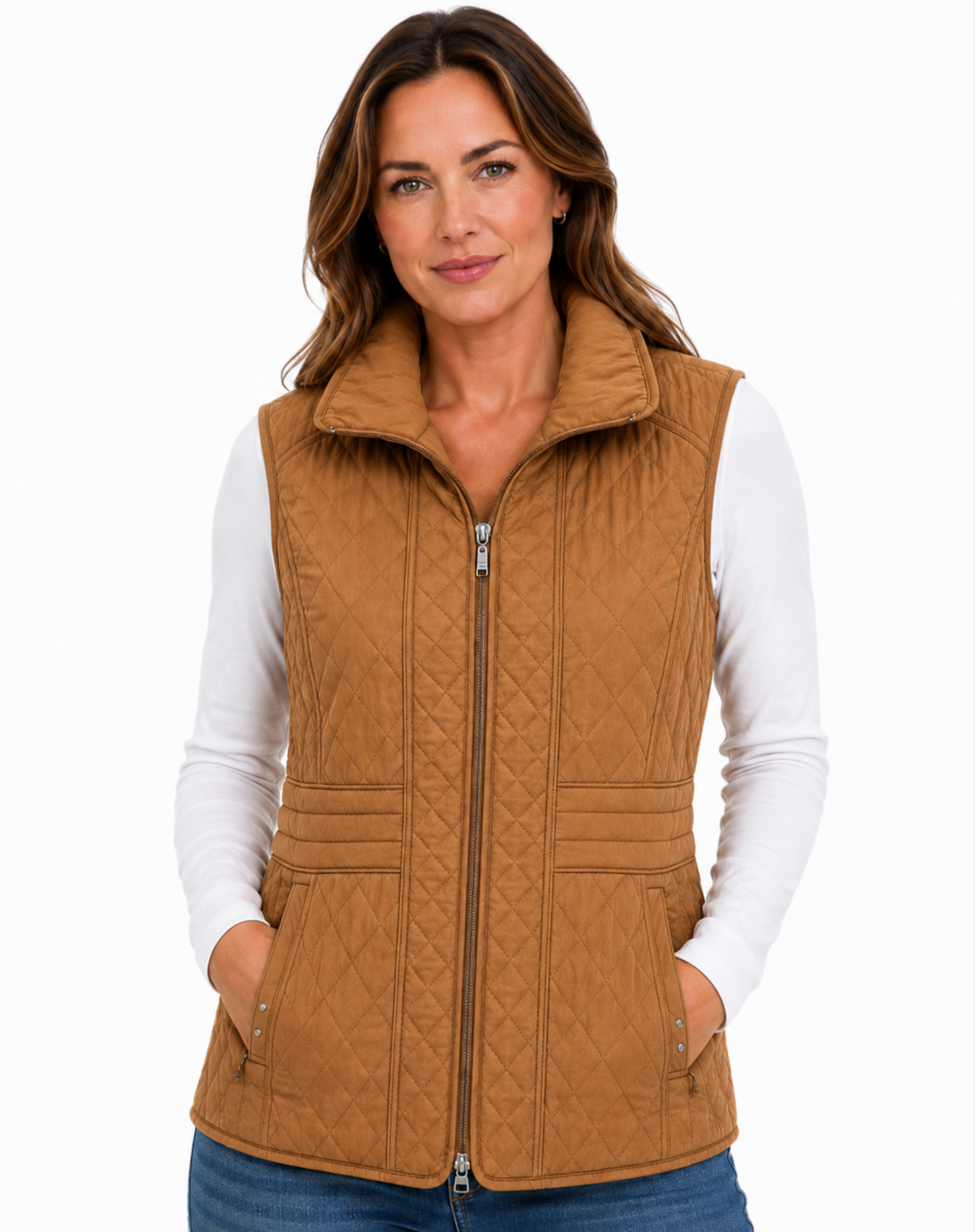 Camel Poly Nylon Vest Corfu Jeans