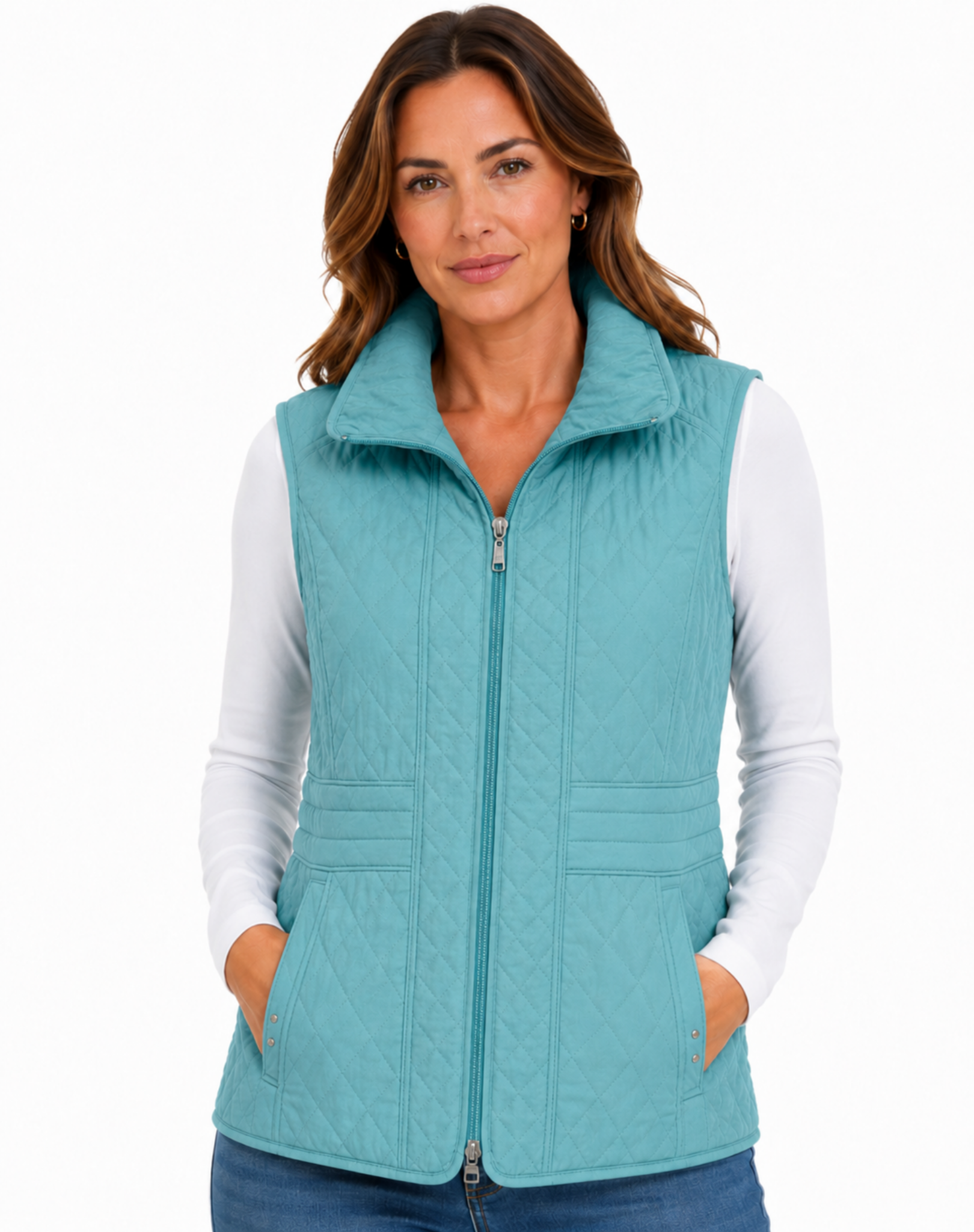 New Teal Poly Nylon Vest Corfu Jeans