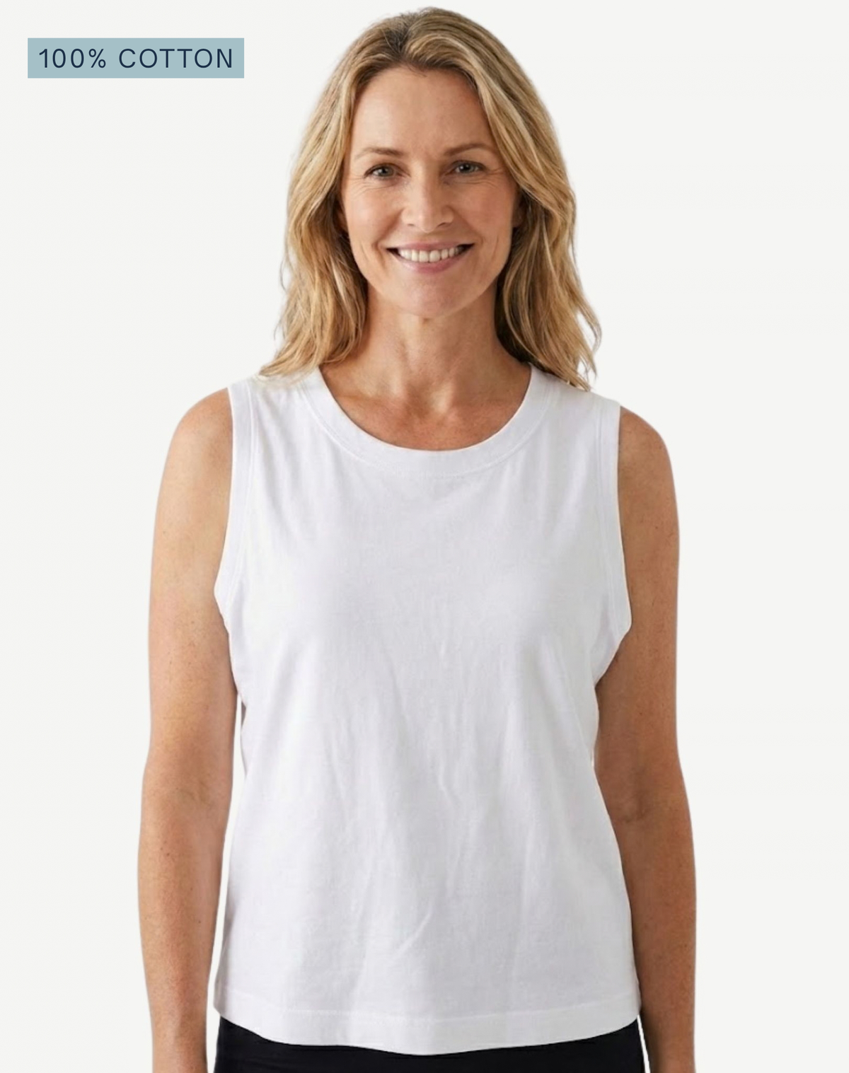 Optic White 100% Cotton Jersey Knit Tank Corfu Jeans