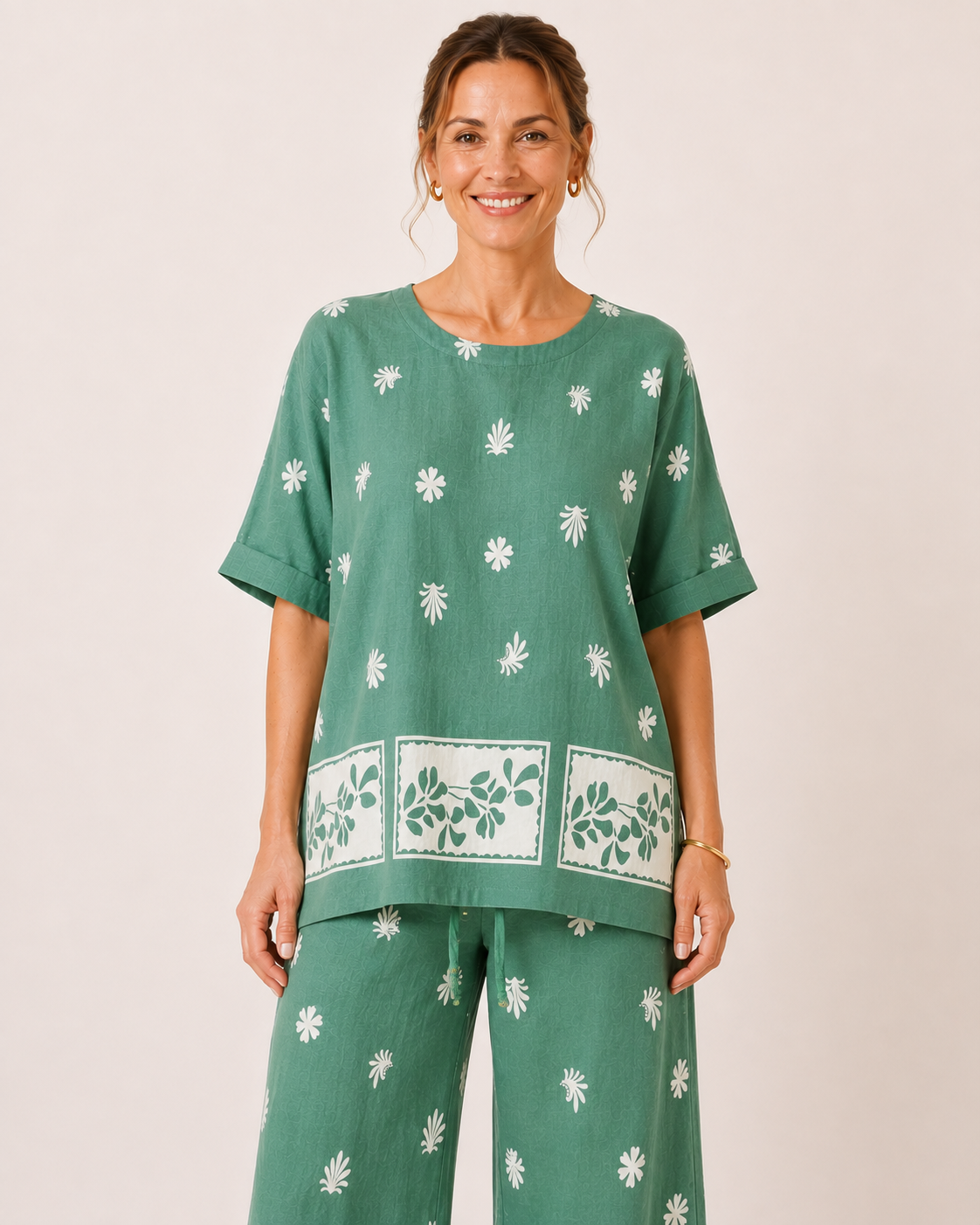 Aquella Printed Short Sleeve Top Corfu Jeans
