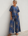 Linen Bloom Wide Leg Pants Corfu Jeans