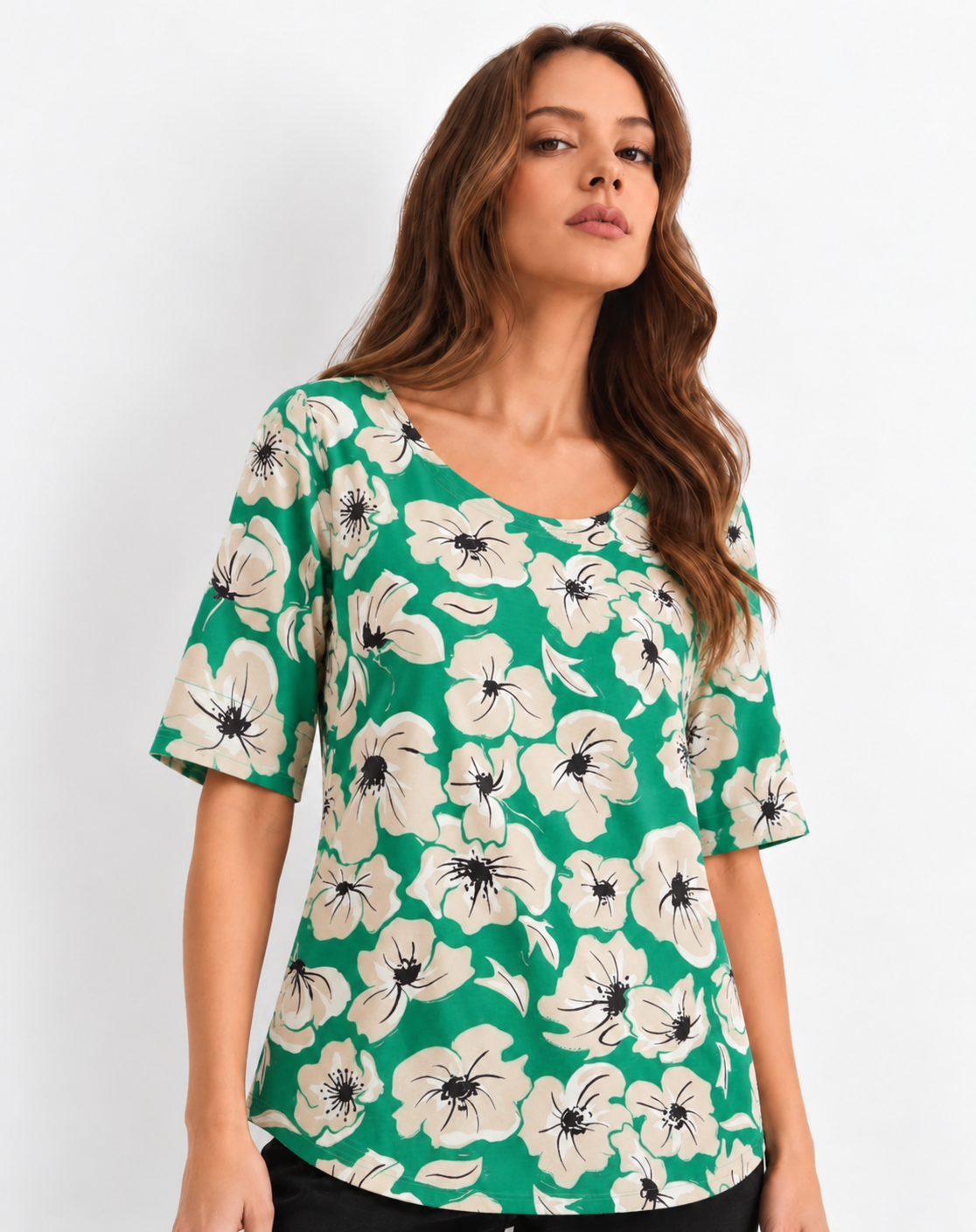 Kinetic Floral Printed Jersey Top Corfu Jeans