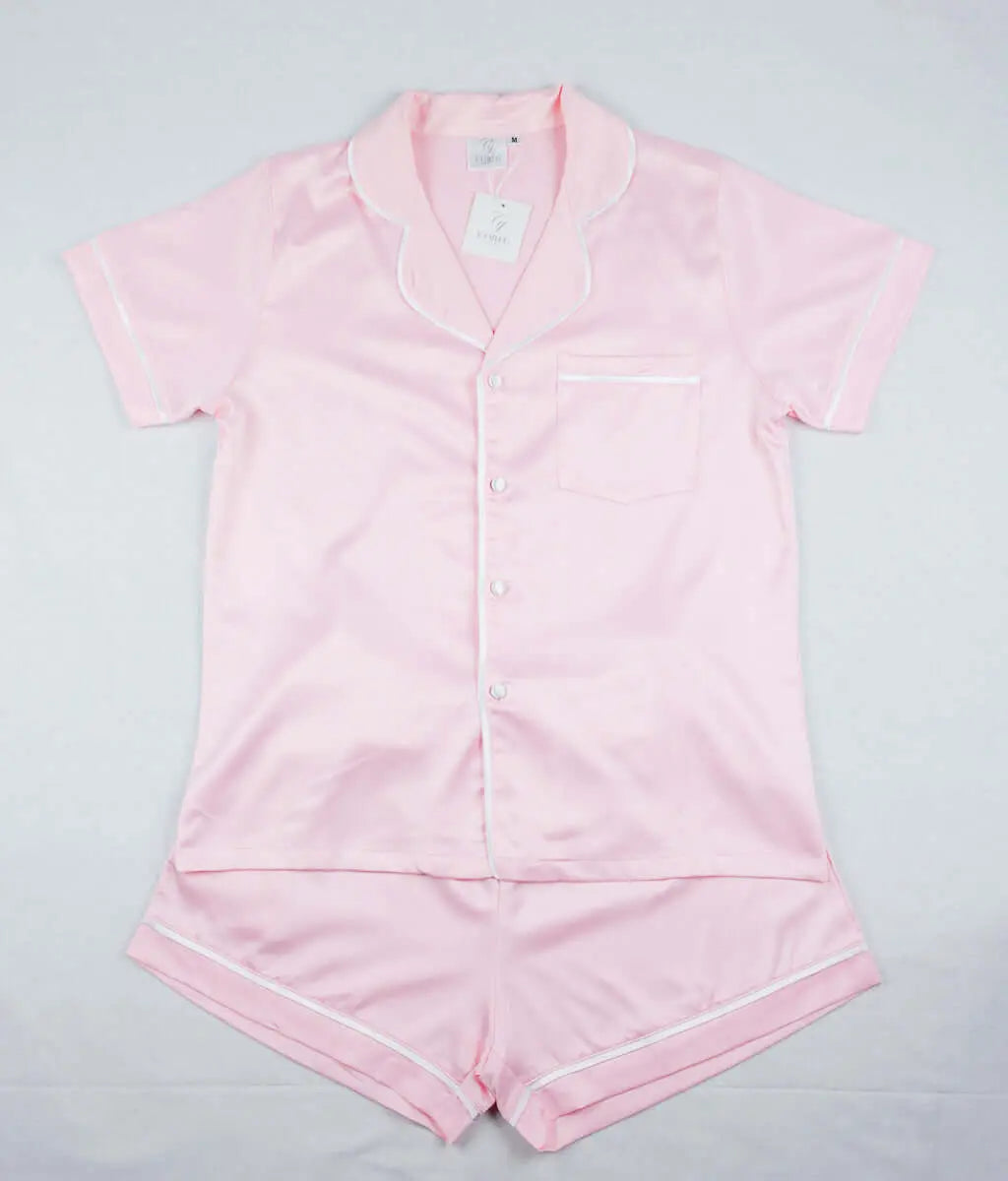 Anastasia | Pink and White 2 Piece Pyjama Short Sleeve | Corfu Jeans