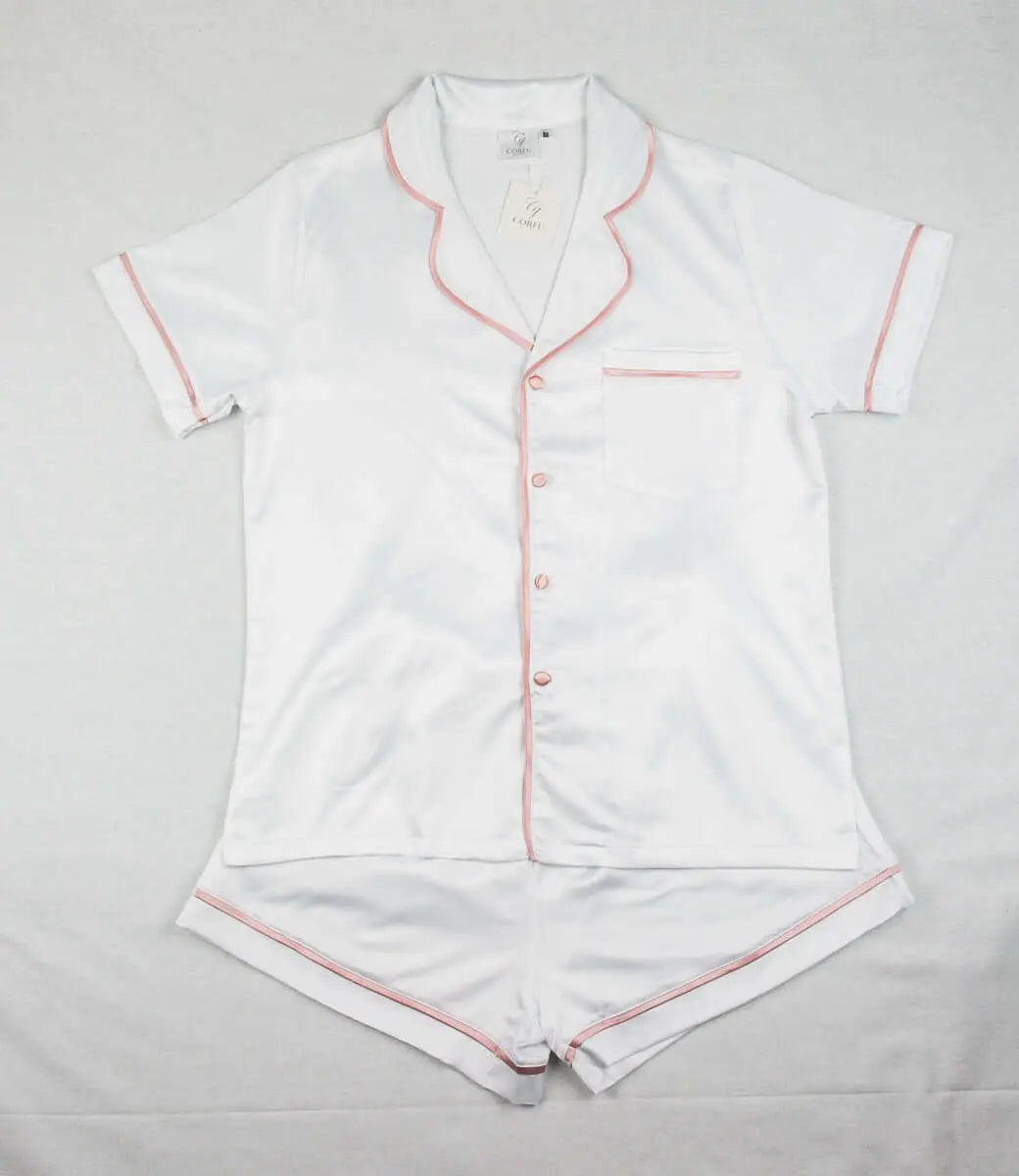 Anastasia - White 2 Piece Pyjama Short Sleeve Corfu Jeans