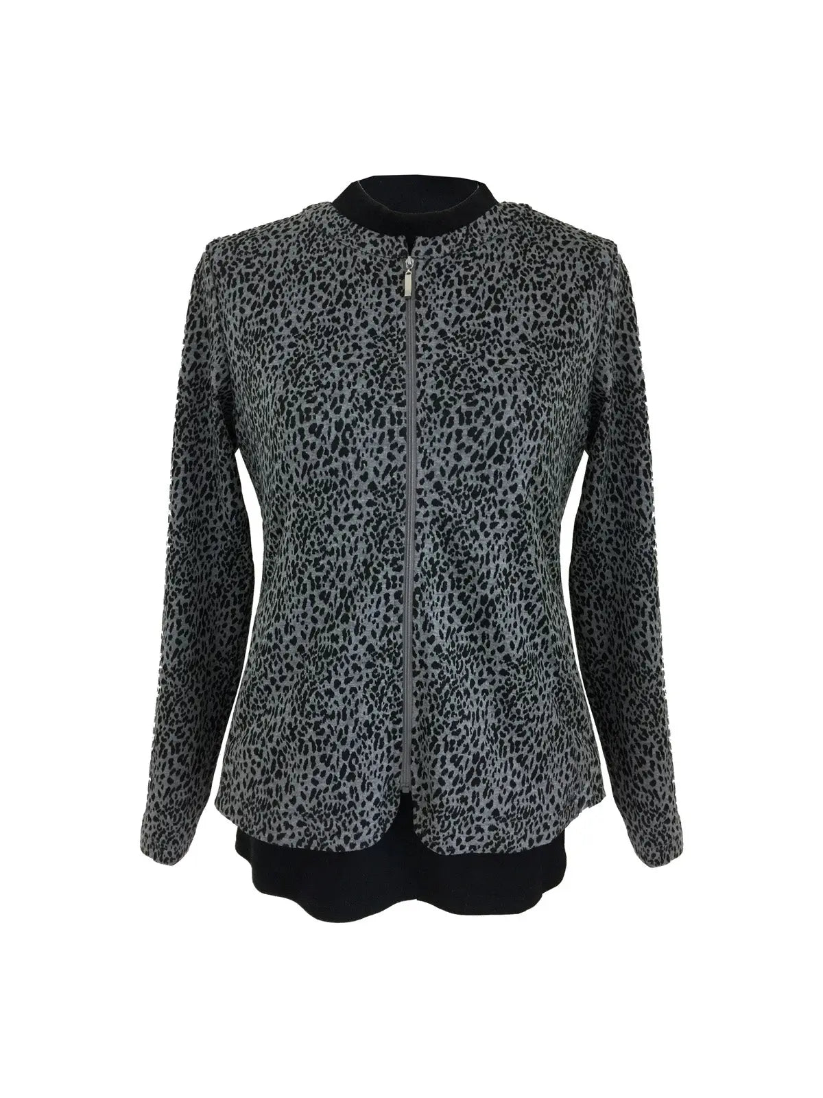 Black Cheetah Print Zip Jacket Corfu Jeans