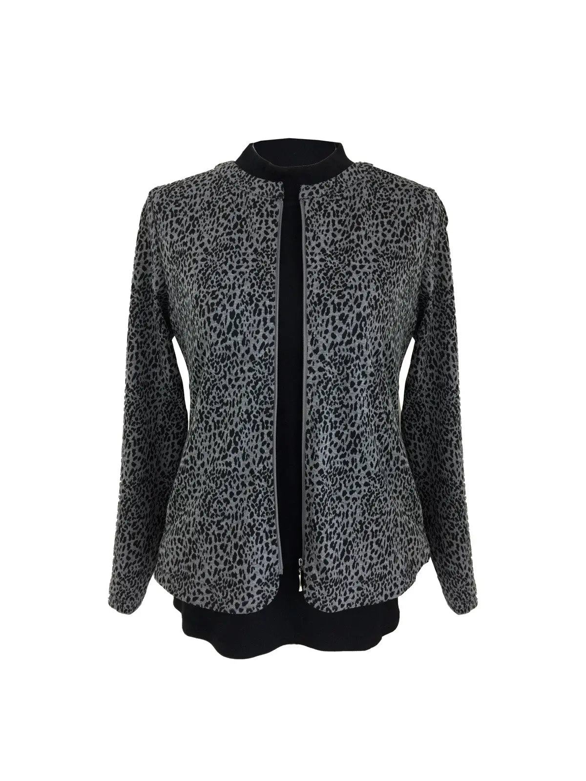 Black Cheetah Print Zip Jacket Corfu Jeans