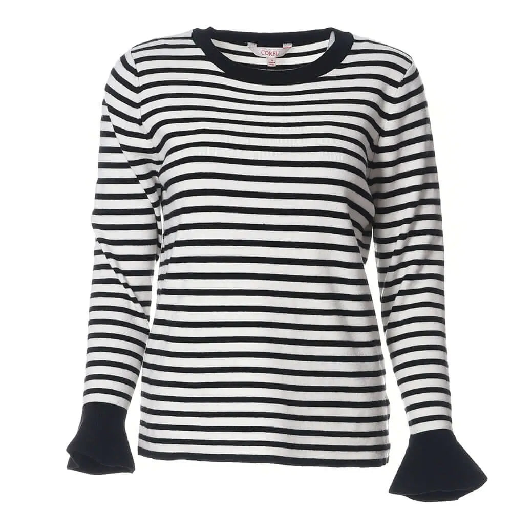 Black Cream Striped Top Corfu Jeans