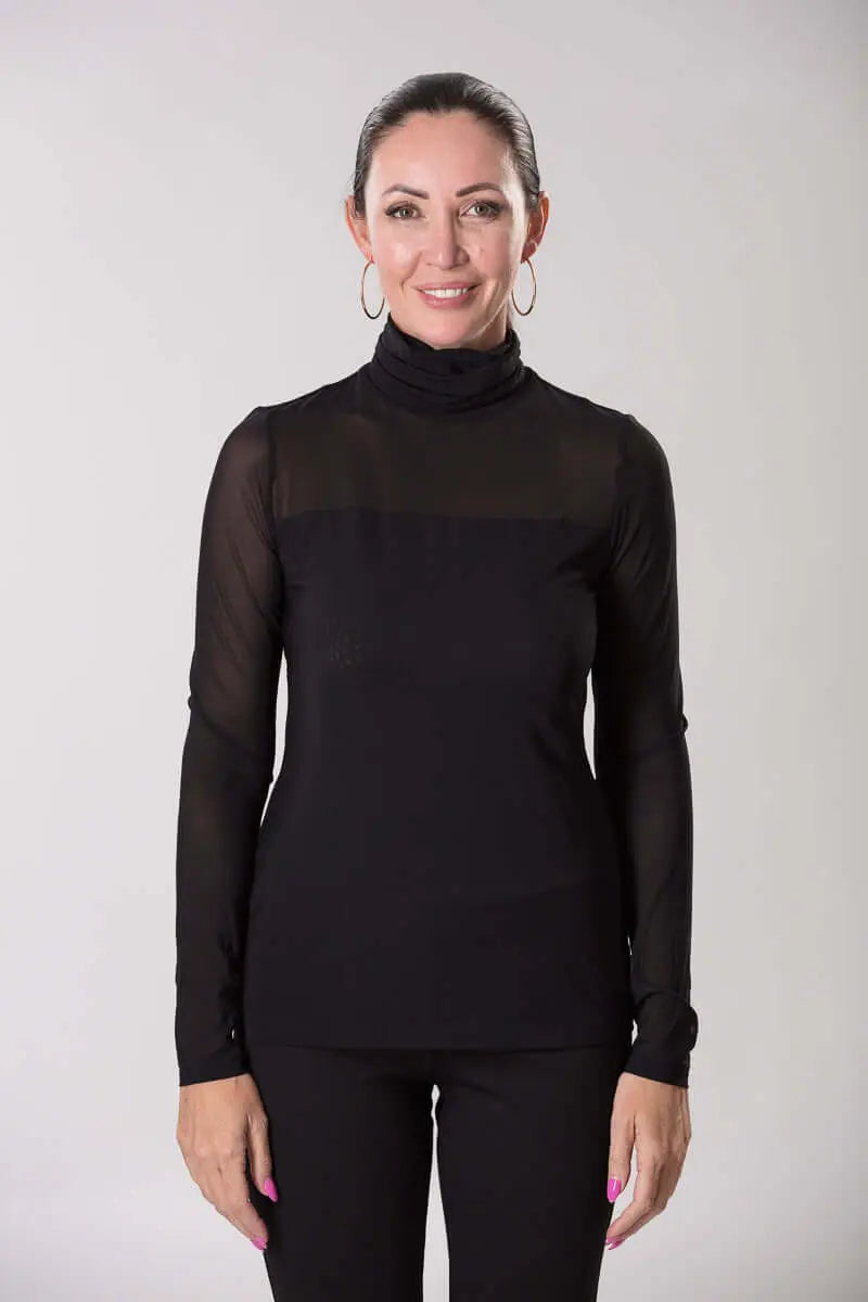 Black Plain Mesh Top Corfu Jeans