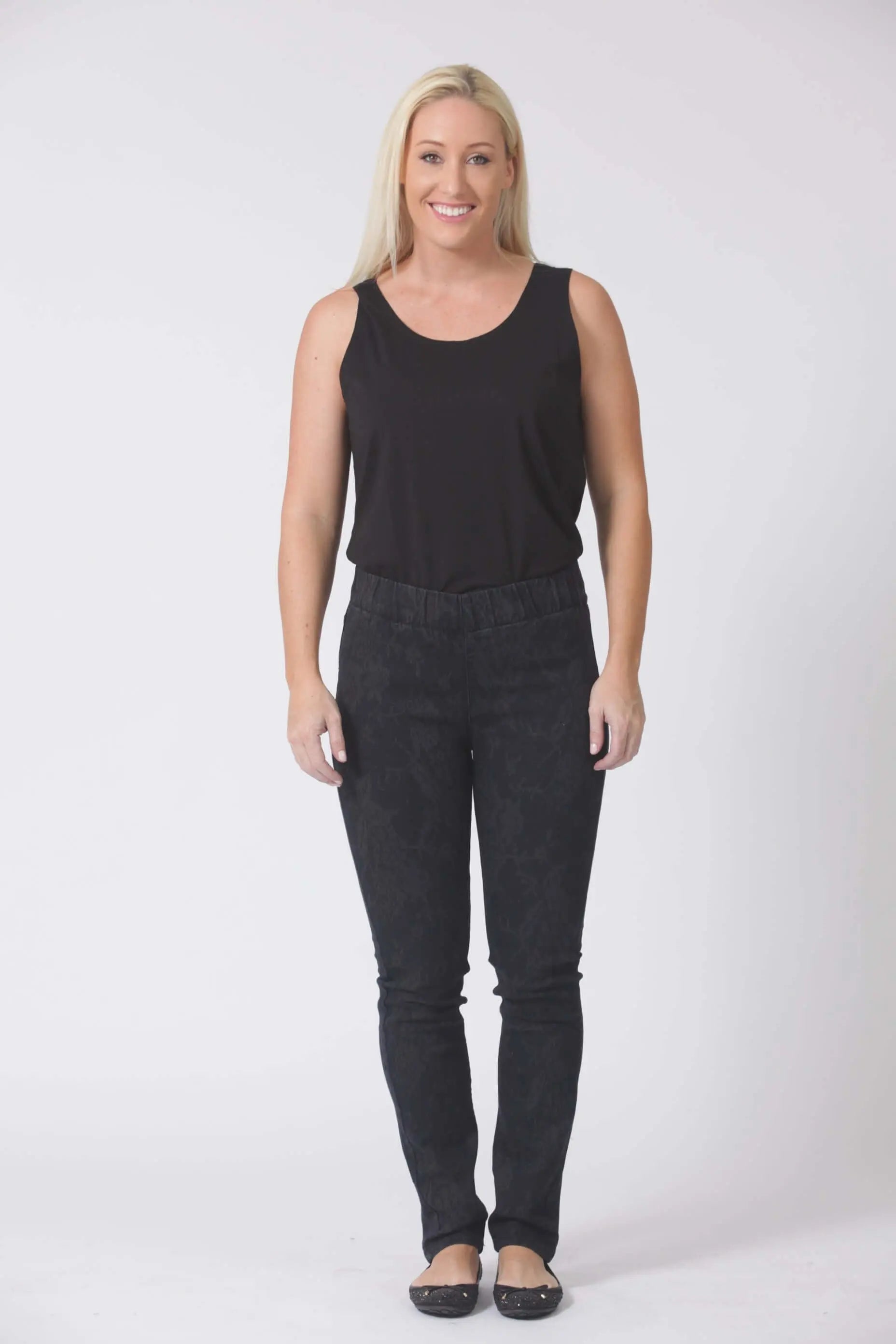 Comfort Fit Deep Ocean Lace Printed Denim Jeans Corfu Easy Living