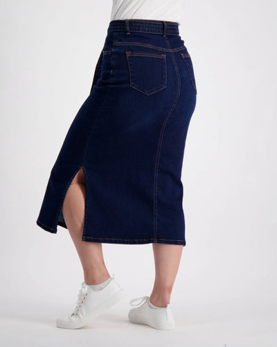 French Blue Wash Denim Skirt with Pockets Corfu Jeans