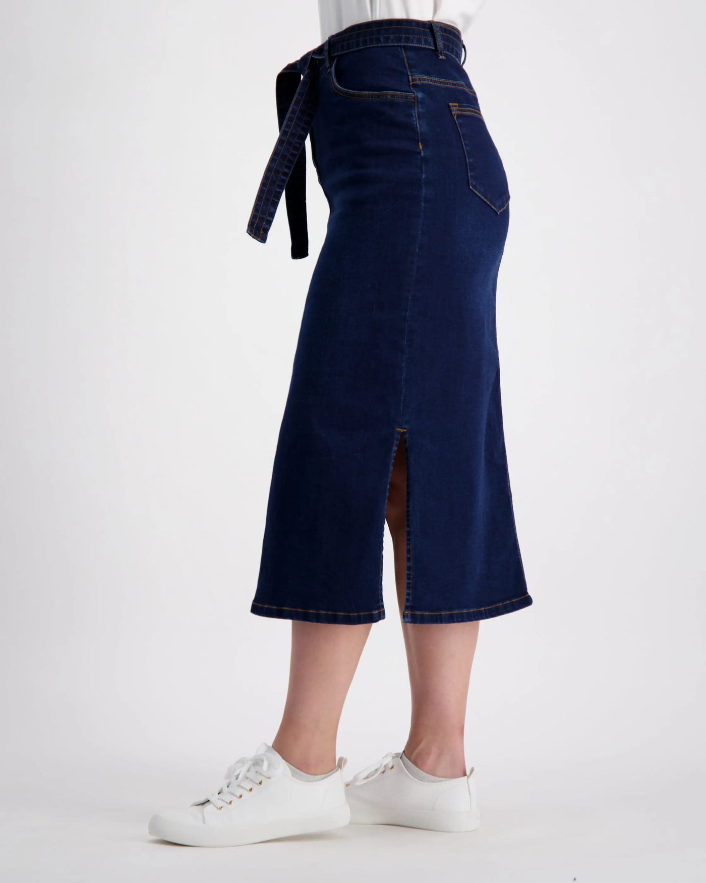French Blue Wash Denim Skirt with Pockets Corfu Jeans