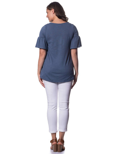 Indigo Blue Bamboo Short Sleeve Top Corfu Easy Living