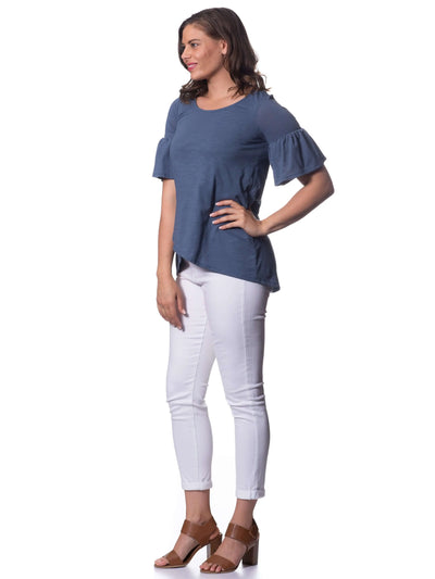 Indigo Blue Bamboo Short Sleeve Top Corfu Easy Living
