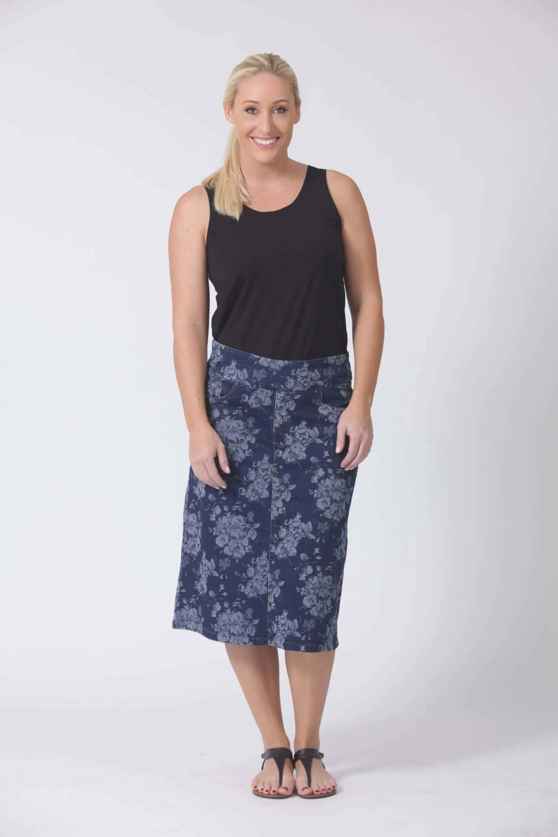 Jacquard Denim Floral Skirt Corfu Easy Living
