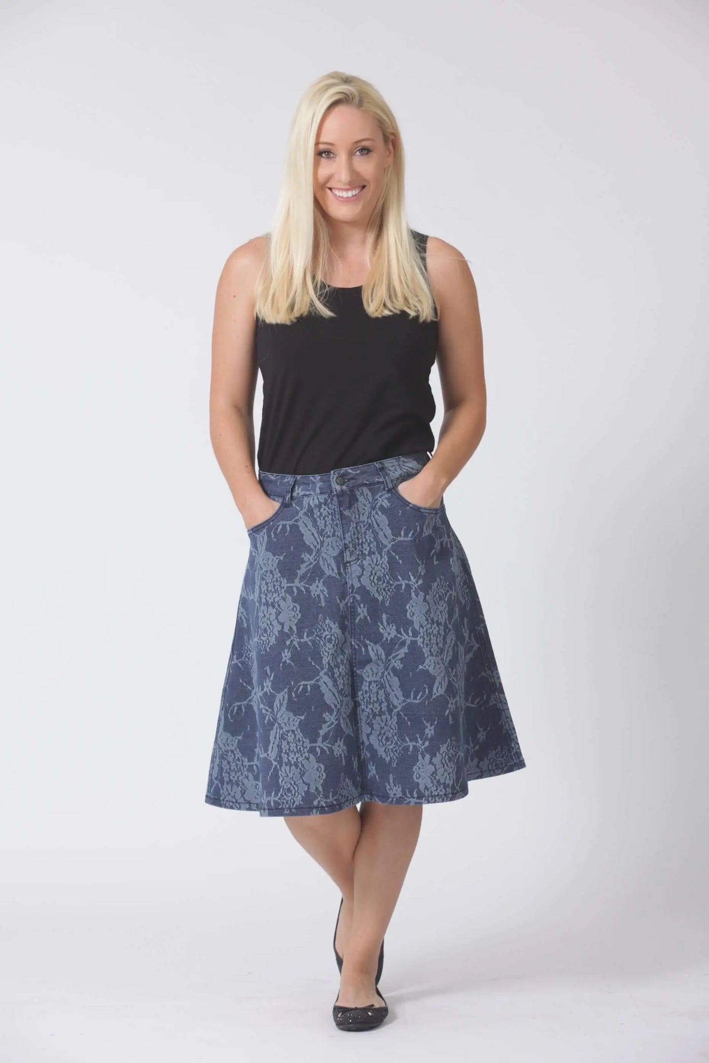Lace A-Line Denim Skirt Corfu Easy Living
