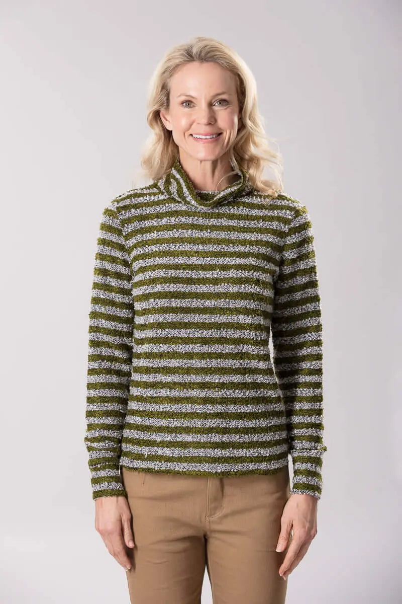 Loden Stripe Poodle Knit Long Sleeve Top Corfu Jeans