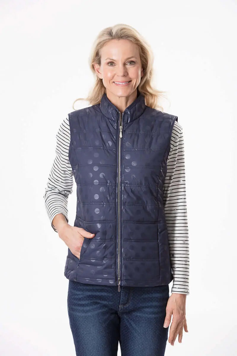 Navy Spot Vest Corfu Jeans