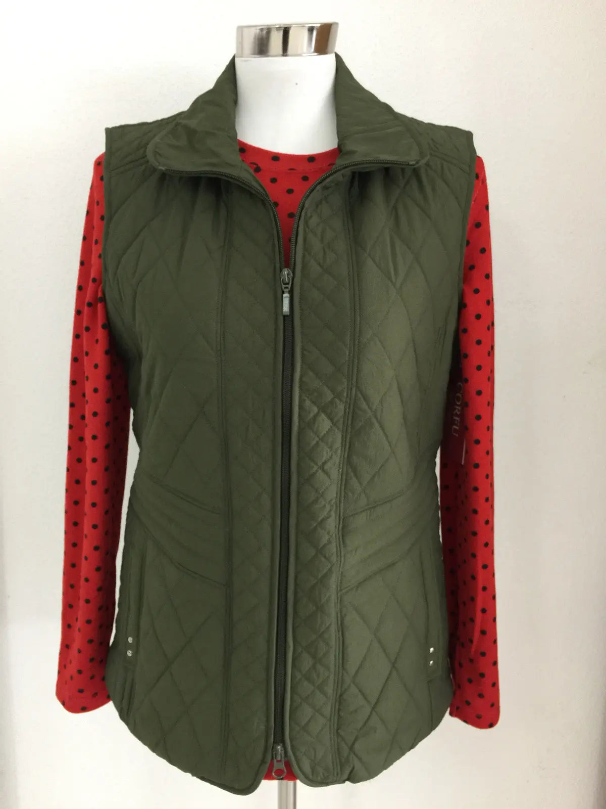 Olive Green Quilted Winter Vest W2167637 Corfu Jeans