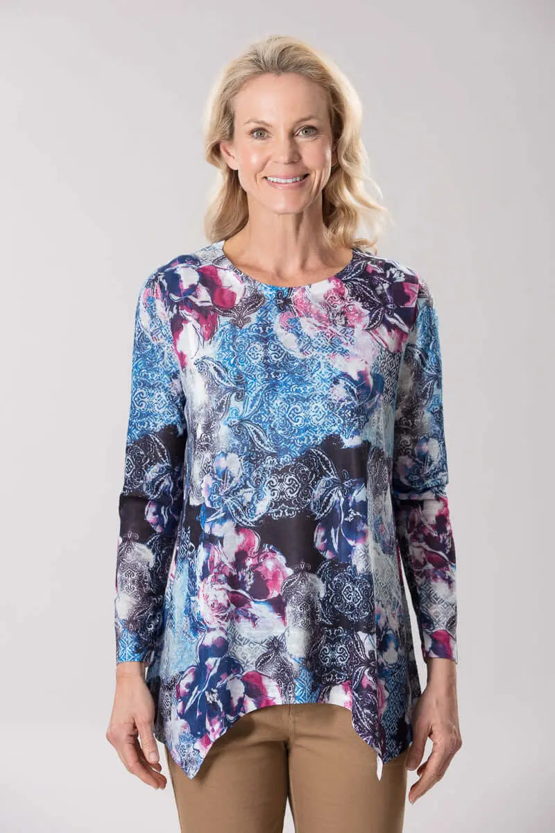Paisley Montage Bamboo Knit Long Sleeve Top Corfu Jeans